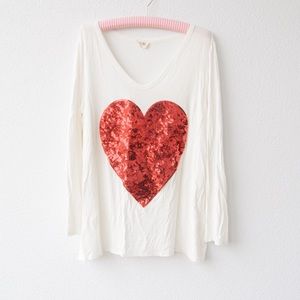 Long sleeved tee with large sequin heart